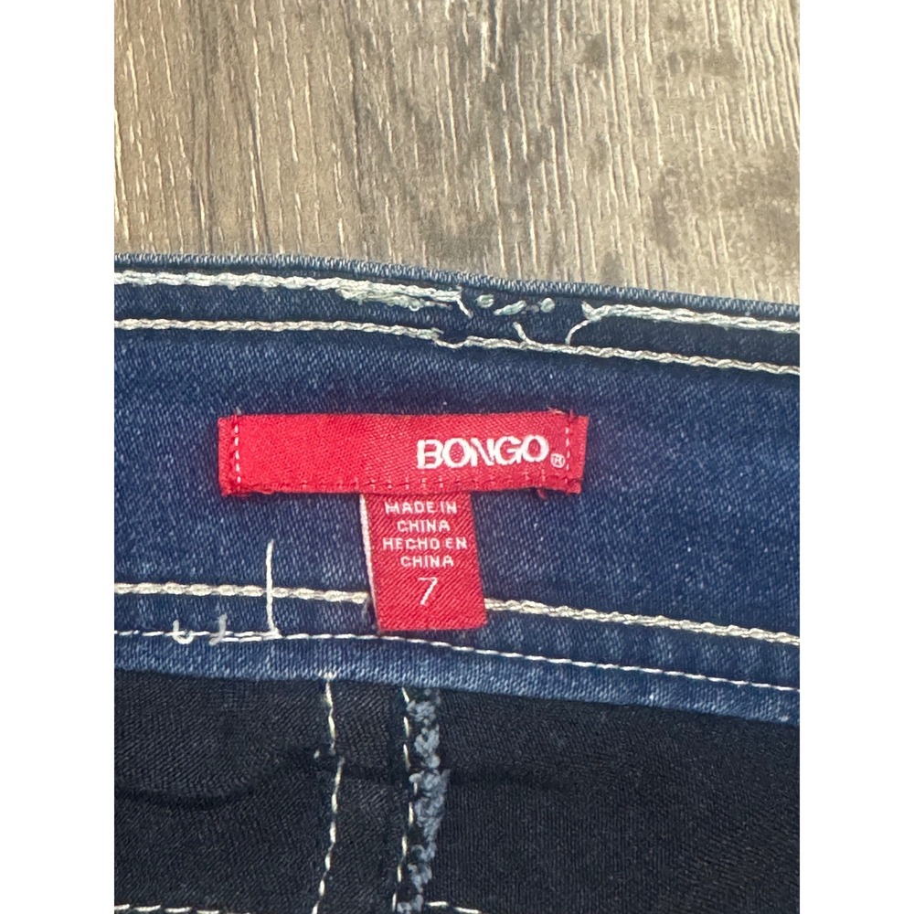 Bongo Womens Low Rise Skinny Jeans Size 7 Medium Wash Embroidered Pockets Y2K - Picture 2 of 9